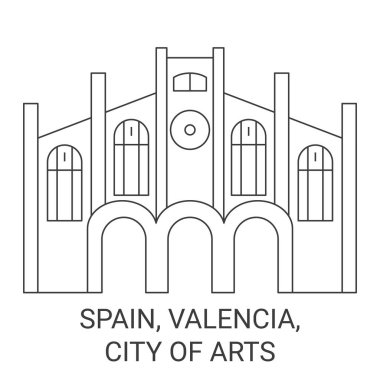 İspanya, Valencia, Sanat Şehri seyahat çizgisi vektör illüstrasyonu