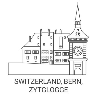 İsviçre, Bern, Zytglogge seyahat çizgisi vektör ilüstrasyonu