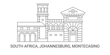 Güney Afrika, Johannesburg, Montecasino, seyahat çizgisi vektör ilüstrasyonu