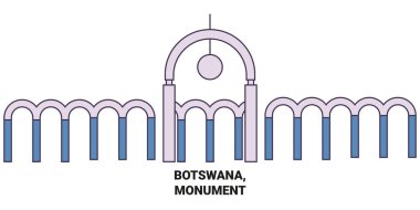 Botswana, anıt seyahati vektör çizgisi çizimi