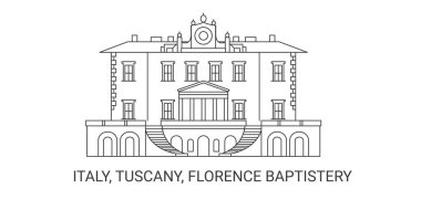 İtalya, Toskana, Floransa Baptistery, seyahat çizgisi vektör ilüstrasyonu