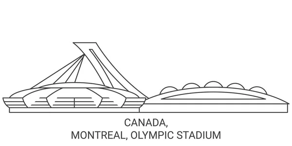 Kanada Montreal Olympiastadion Reise Meilenstein Linienvektorillustration — Stockvektor