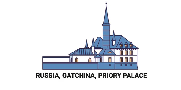Russia Gatchina Priory Palace Travel Landmark Line Vector Illustration — Stock Vector