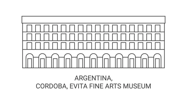 Argentina Córdoba Museu Belas Artes Evita Viagem Marco Linha Vetor —  Vetores de Stock