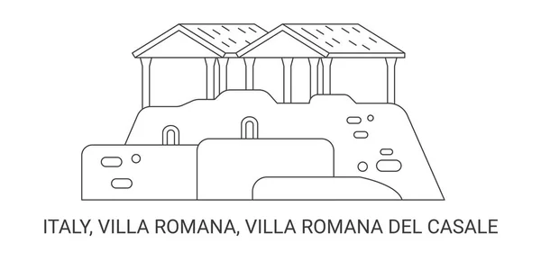 Talya Villa Romana Villa Romana Del Casale Seyahat Çizgisi Çizimi — Stok Vektör