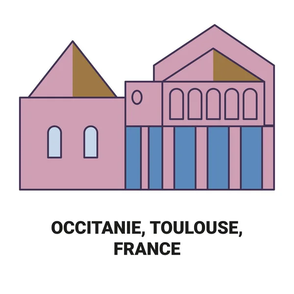 France Occitanie Toulouse Illustration Vectorielle Ligne Voyage — Image vectorielle