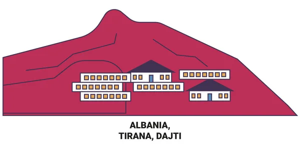 Albánie Tirana Dajti Cestovní Orientační Linie Vektorové Ilustrace — Stockový vektor