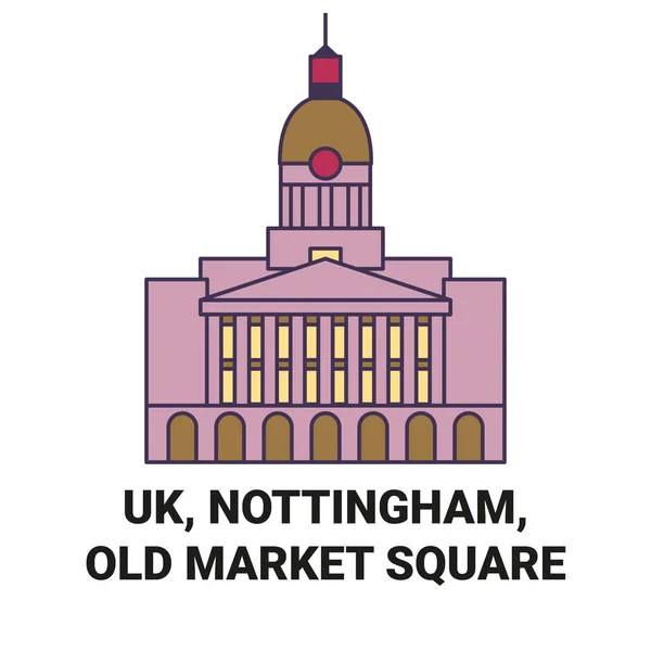 England Nottingham Old Market Square Travel Landmark Line Brief — стоковий вектор