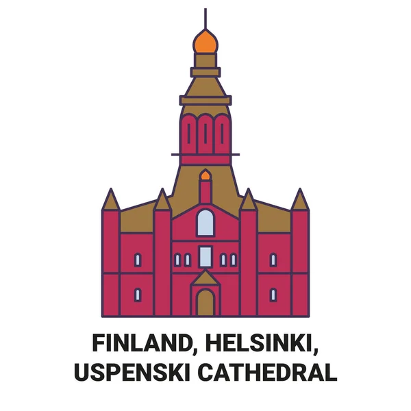 フィンランド ヘルシンキ ウスペンスキー大聖堂旅行ランドマークラインベクトルイラスト — ストックベクタ