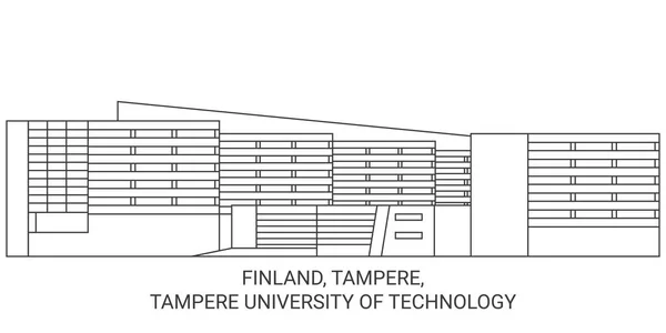 Finlândia Tampere Tampere University Technology Viagem Marco Linha Vetor Ilustração —  Vetores de Stock
