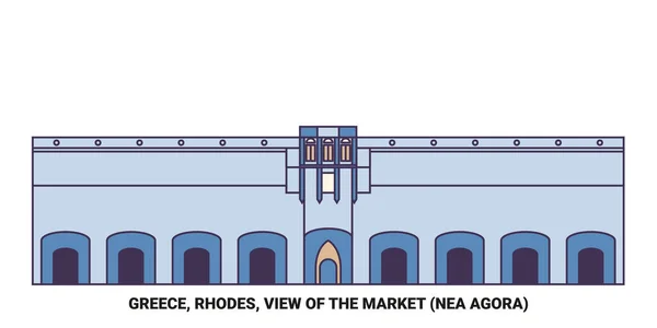 Griechenland Rhodos Blick Auf Den Markt Nea Agora Reise Meilenstein — Stockvektor