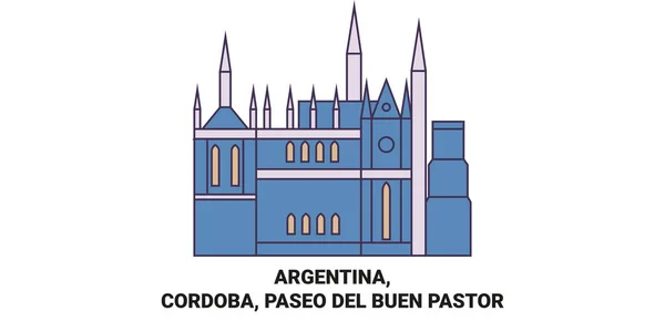 Argentina Córdoba Paseo Del Buen Pastor Recorrido Hito Línea Vector — Vector de stock