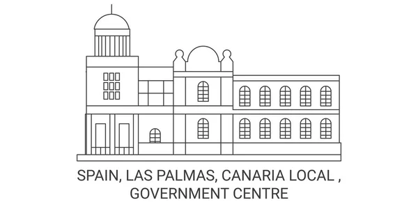 Spanien Las Palmas Canaria Local Government Centre Reise Meilenstein Linienvektorillustration — Stockvektor