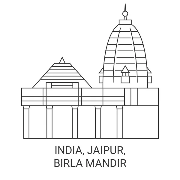 Índia Jaipur Birla Mandir Viagem Marco Linha Vetor Ilustração —  Vetores de Stock