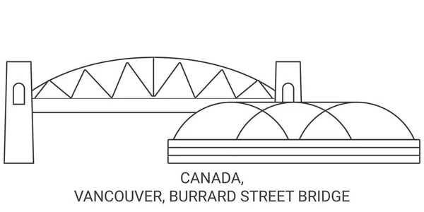 Καναδάς Βανκούβερ Burrard Street Bridge Ταξίδια Ορόσημο Γραμμή Διανυσματική Απεικόνιση — Διανυσματικό Αρχείο