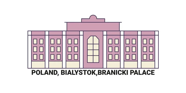 Polen Bialystok Branicki Palace Reise Meilenstein Linienvektorillustration — Stockvektor