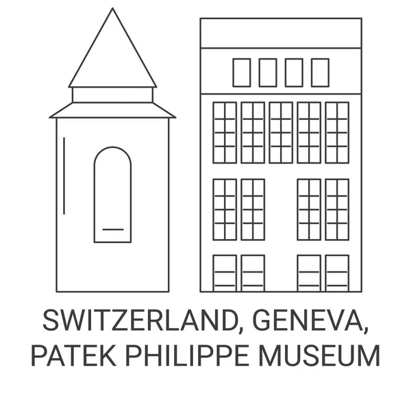 Zwitserland Genève Patek Philippe Museum Reizen Oriëntatiepunt Lijn Vector Illustratie — Stockvector