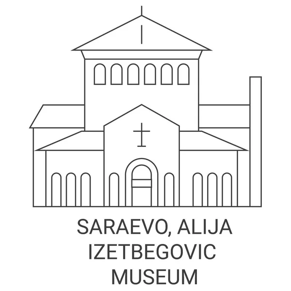 Bosnien Och Hercegovina Sarajevo Alija Izetbegovic Museum Resa Landmärke Linje — Stock vektor