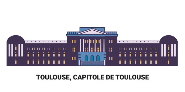 Fransa Toulouse Capitole Toulouse Seyahat Çizgisi Çizelgesi Çizimi — Stok Vektör