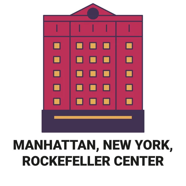 Estados Unidos Manhattan Nueva York Rockefeller Center Viaje Hito Línea — Vector de stock