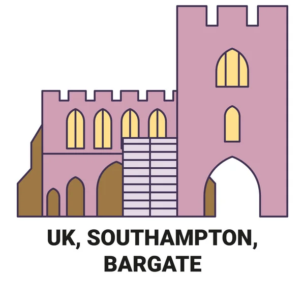 England Southampton Bargate Travel Landmark Line Vector Illustration — Stockový vektor