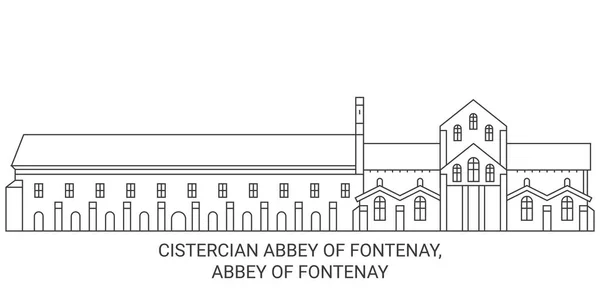 Francia Abadía Cisterciense Fontenay Abadía Fontenay Recorrido Hito Línea Vector — Archivo Imágenes Vectoriales