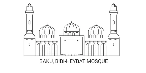 Azerbaïdjan Bakou Mosquée Bibiheybat Illustration Vectorielle Ligne Repère Voyage — Image vectorielle