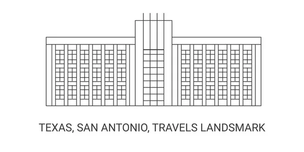 Estados Unidos Texas San Antonio Travels Landsmark Ilustración Vectores Línea — Archivo Imágenes Vectoriales
