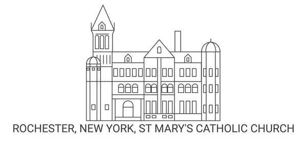 Vereinigte Staaten Rochester New York Marys Catholic Church Reise Meilenstein — Stockvektor