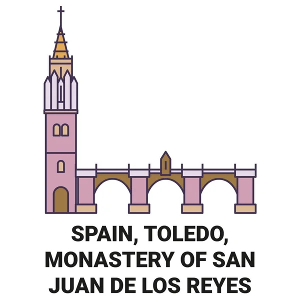 Španělsko Toledo Klášter San Juan Los Reyes Cestování Mezník Linie — Stockový vektor