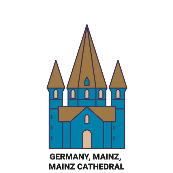 Deutschland Mainz Mainzer Dom Reise Meilenstein Linienvektorillustration — Stockvektor