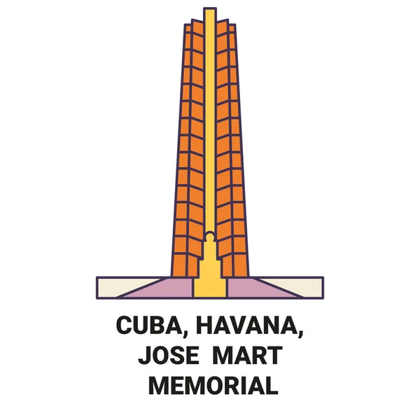 Küba Havana Jose Mart Anıtı Seyahat Hattı Vektör Çizimi — Stok Vektör