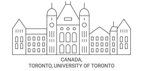 Canadá Toronto Universidad Toronto Viaje Hito Línea Vector Ilustración — Vector de stock