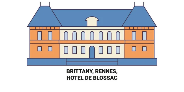 Francia Bretagna Rennes Hotel Blossac Viaggi Punto Riferimento Linea Vettoriale — Vettoriale Stock