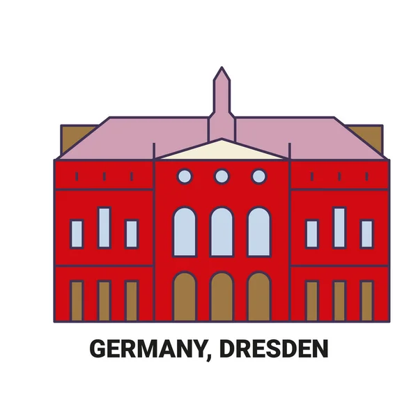 Allemagne Dresde Illustration Vectorielle Ligne Repère Voyage — Image vectorielle