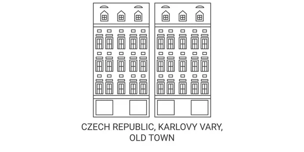 Czech Republic Karlovy Vary Old Town Travel Landmark Line Vector — Stock Vector
