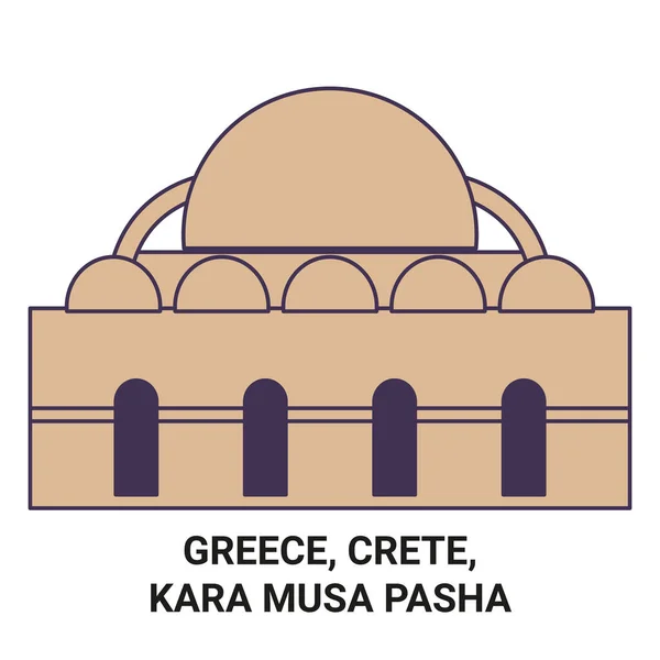 Grecia Creta Kara Musa Pasha Viaggio Linea Riferimento Vettoriale Illustrazione — Vettoriale Stock