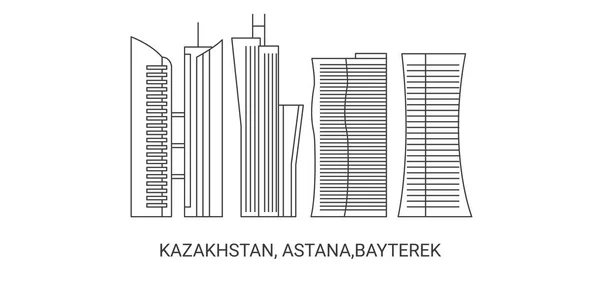 Kazachstán Astana Bayterek Vektorová Linie — Stockový vektor