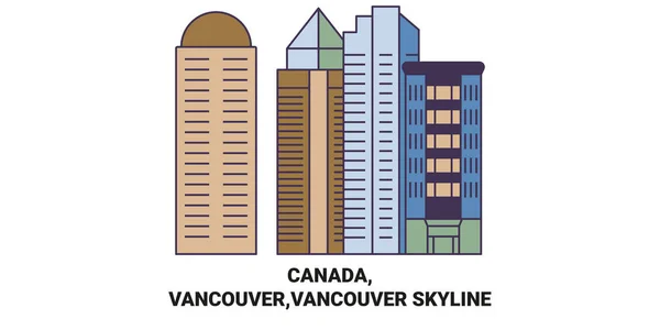 Canadá Vancouver Vancouver Skyline Viaje Hito Línea Vector Ilustración — Vector de stock