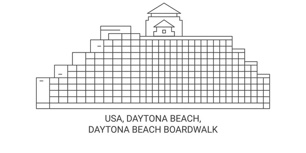 Usa Daytona Beach Daytona Beach Boardwalk Viagem Marco Linha Vetor — Vetor de Stock