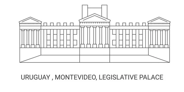 Ουρουγουάη Μοντεβιδέο Νομοθετικό Παλάτι Ταξίδι Ορόσημο Γραμμή Διανυσματική Απεικόνιση — Διανυσματικό Αρχείο