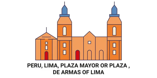 Peru Lima Plaza Mayor Plaza Armas Lima Podróży Punkt Orientacyjny — Wektor stockowy