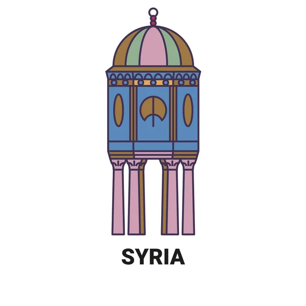 Síria Viagem Marco Linha Vetor Ilustração —  Vetores de Stock