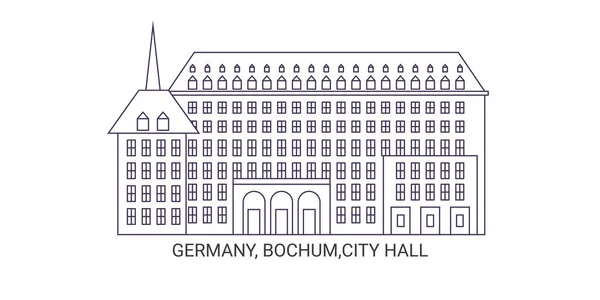ドイツ ボーフム 市役所 旅行ランドマークラインベクトル図 — ストックベクタ