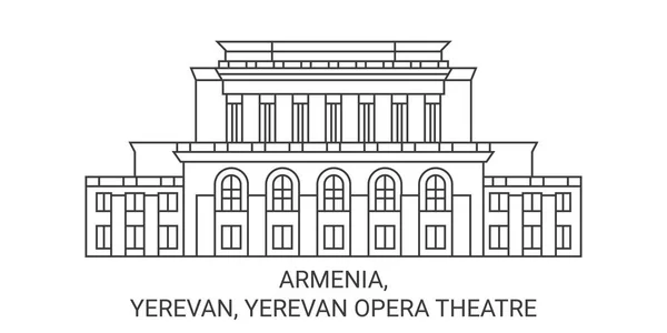 Armenien Jerevan Jerevans Operateater Resa Landmärke Linje Vektor Illustration — Stock vektor
