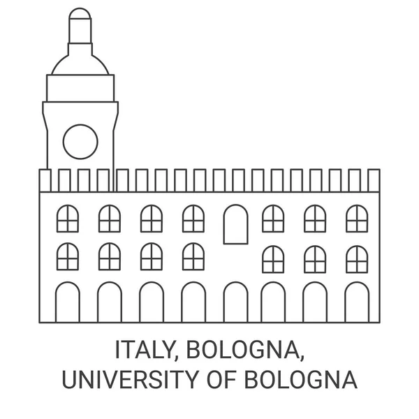 意大利 博洛尼亚 博洛尼亚大学 旅行地标线矢量说明 — 图库矢量图片