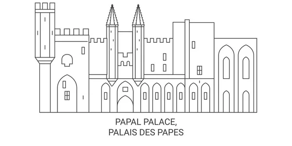 France Palais Pontifical Palais Des Papes Illustration Vectorielle Ligne Voyage — Image vectorielle