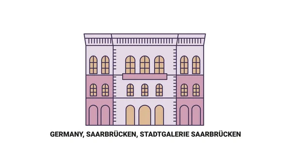 Tyskland Saarbrucken Stadtgalerie Saarbrucken Resor Landmärke Linje Vektor Illustration — Stock vektor