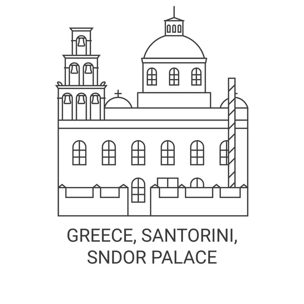 그리스 산토리니 궁전의 역사적 일러스트 — 스톡 벡터