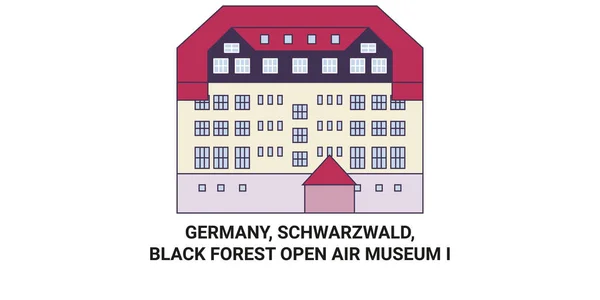 Deutschland Schwarzwald Schwarzwald Freilichtmuseum Reise Grenzstein Linie Vektor Illustration — Stockvektor